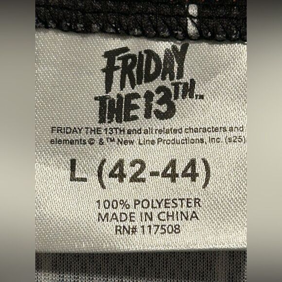 Friday the 13th Jason Mask Baseball Jersey -Horror Movie Fan Apparel, Size L NEW - Picture 5 of 5